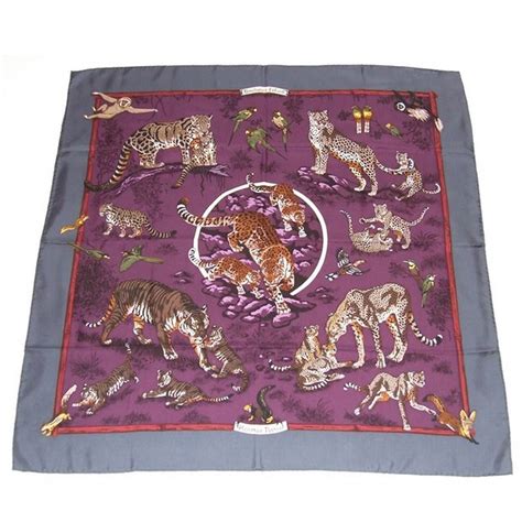 HERMES Silk Tendresse Feline Scarf 90 